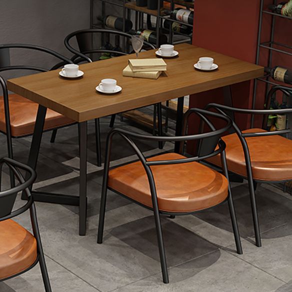 Industrial Style Rectangle Shape Dinette Set Solid Wood Top Dining Table Furniture for Dining Room