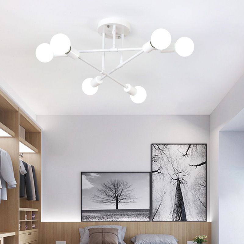Metal Sputnik Semi Flush Mount Ceiling Light Minimalist Style Semi Flush Mount Chandelier