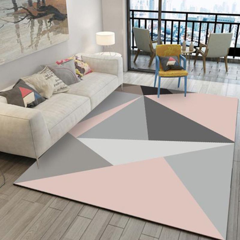 Multi-Color Creative Contemporary Rug Funky Geometrical Design Area Carpet Polyester Anti-Slip Backing Rug for Living Room
