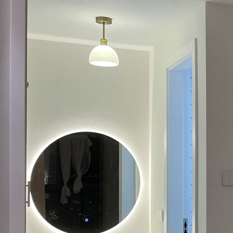 Contemporary Ceiling Lamp Glass Shade Flush Mount Light Fixture