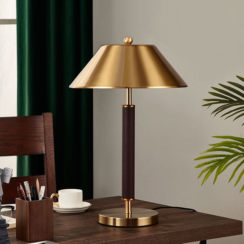 Cone Shaped Night Table Lamp Minimalist Style Metal Bedroom Table Light in Black