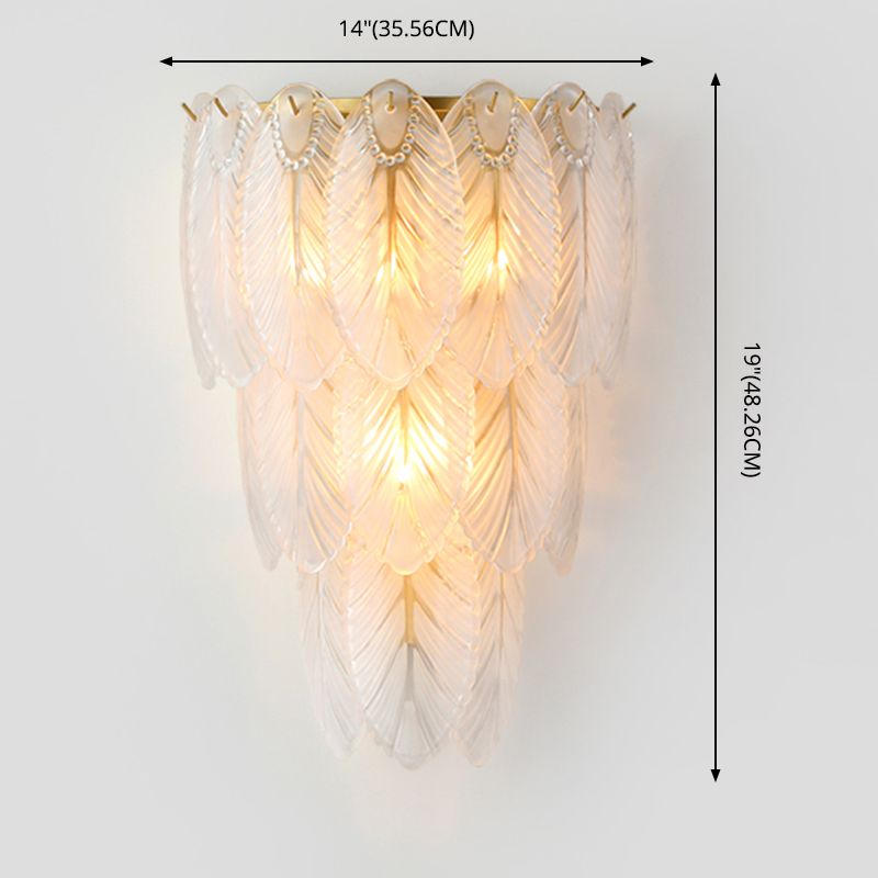 Modern Luxury Style Feather-shaped Wall Sconce Glass Sconces for Living Room