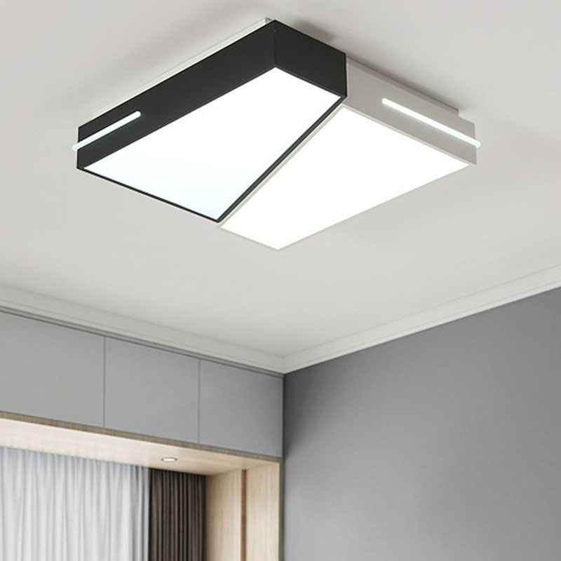 White Splicing Quadrate Flush Ceiling Light Contemporary Metal LED Flush Mount Lighting Fixture