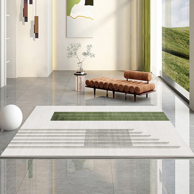 Light Green Check Pattern Rug Modern Polyester Rug Washable Rug for Drawing Room