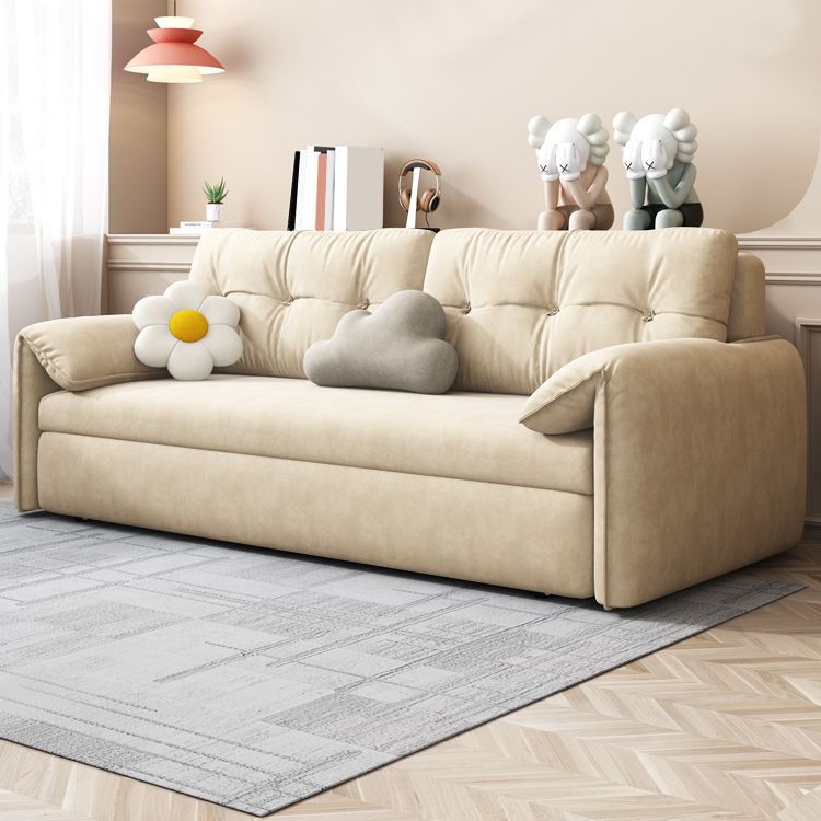 31" Wide Scandinavian Sofa Futon Faux Leather White Sleeper Sofa