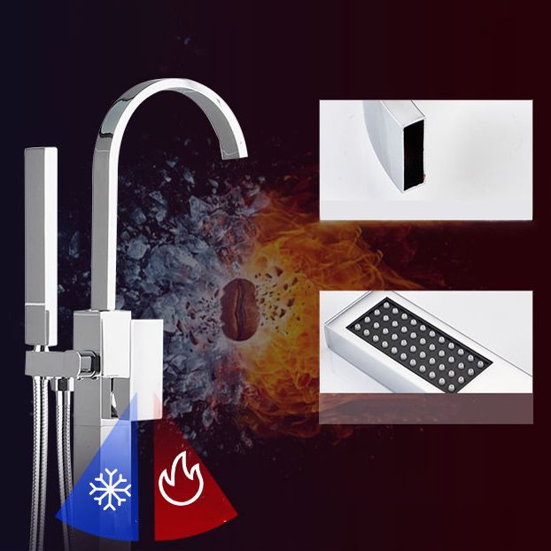Floor Mounted Freestanding Tub Filler Metal High Arc Freestanding Bathtub Faucet