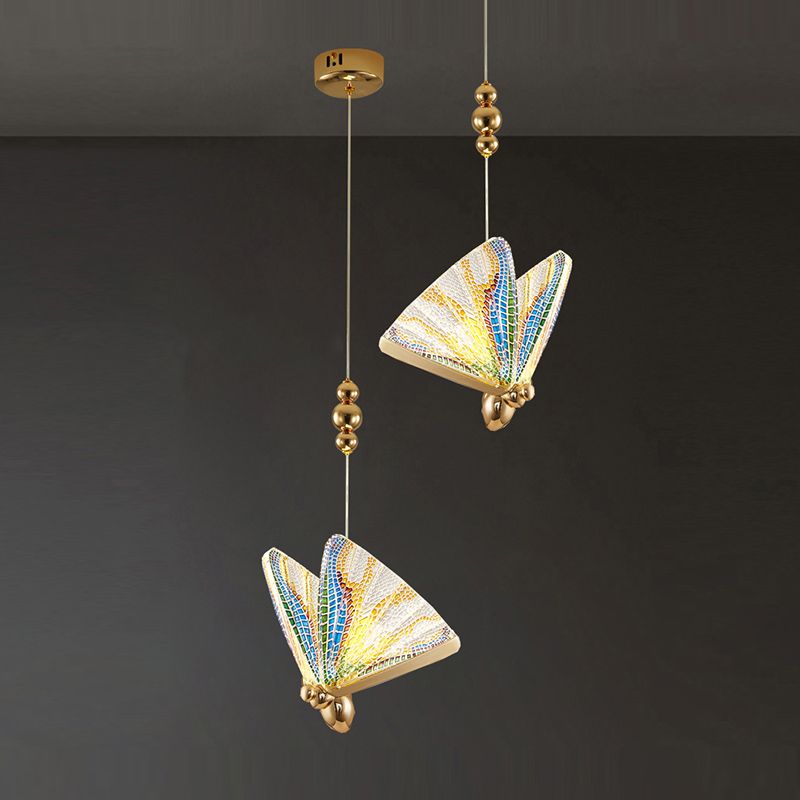 Butterfly Shape Metal Hanging Light Modern Style Multi Lights Cluster Pendant