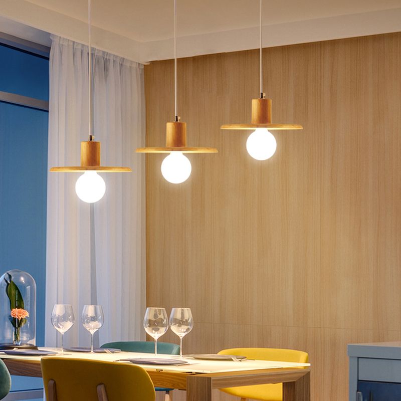 Dekselvormig hangend licht modern houten 3 bollen eetkamer multi -light kroonluchter