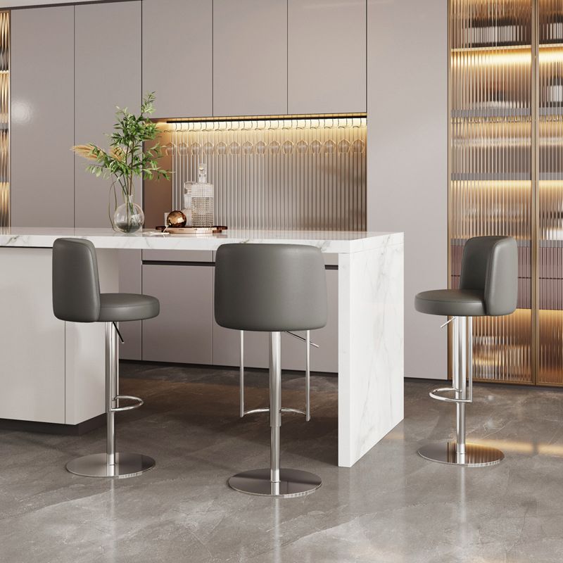 Glam Style Liftable Bar Stool Round Seat Counter Bar Stool with Metal Legs