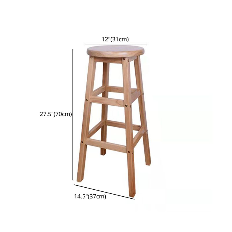 Modern Armless Backless Counter Stool Wood Bar Stool with Footrest