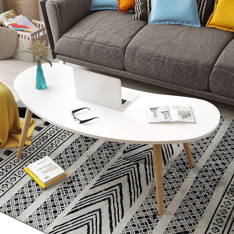 15.7"H Modern 4 Legs Wood Base White/Pink/Natural Irregular Top Coffee Table