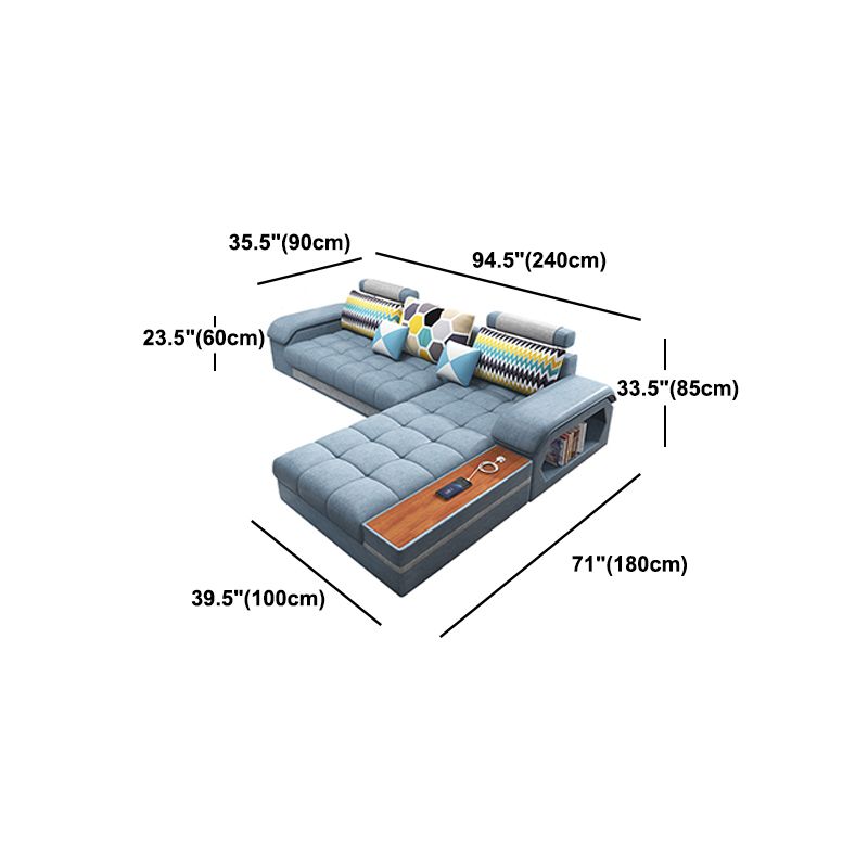 Blue Sofa/sectional with Storage for Living Room 33.46" High