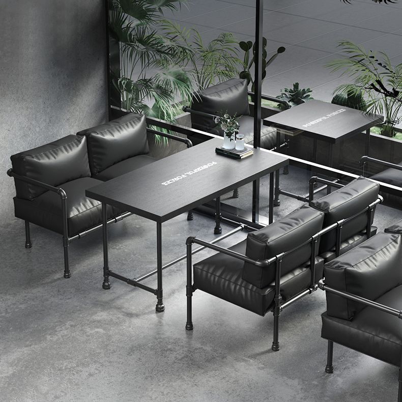 Industrial Style Dining Table Solid Wood Dining Table with Trestle Base