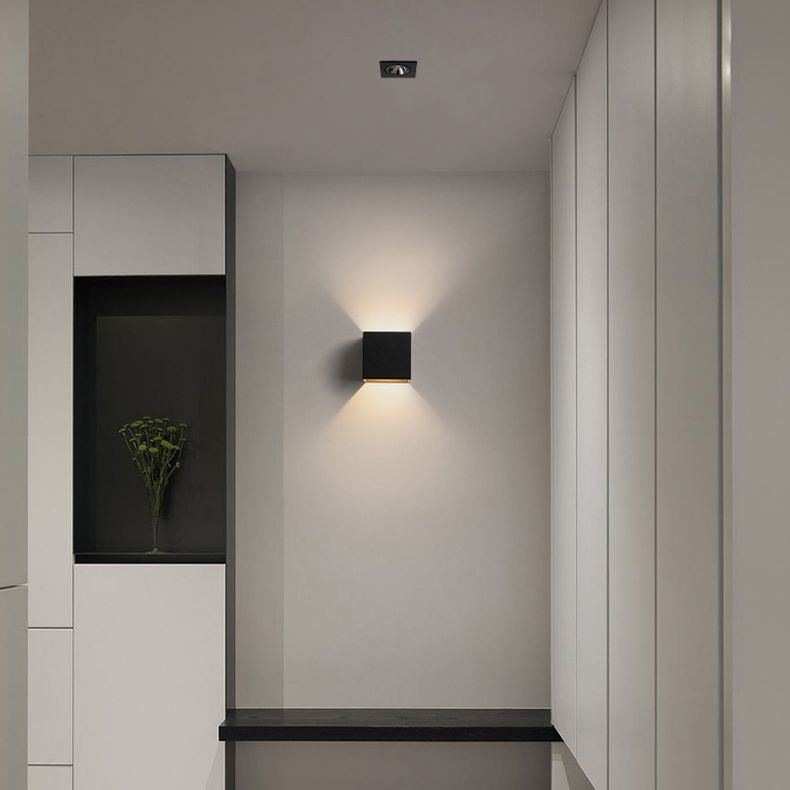 Cubo accesorios de iluminación neutral caliente con sombra de vidrio transparente para dormitorio