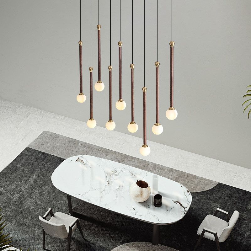 Multi -Light -kugelhaltiger Anhänger moderner Holzhängung Licht für Wohnzimmer