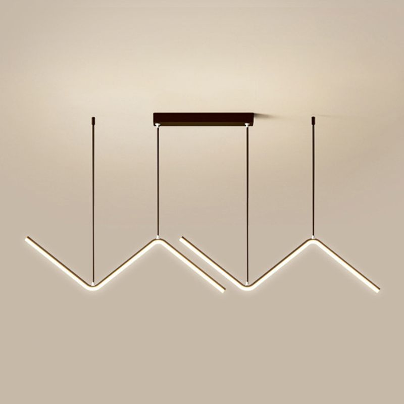 Modern Long Strip Dining Chandelier Dining Room LED Pendant Light Fixture