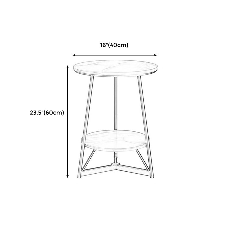 Modern Style Rock Slab Countertop Wood Base Grey/white Rounded Side Table