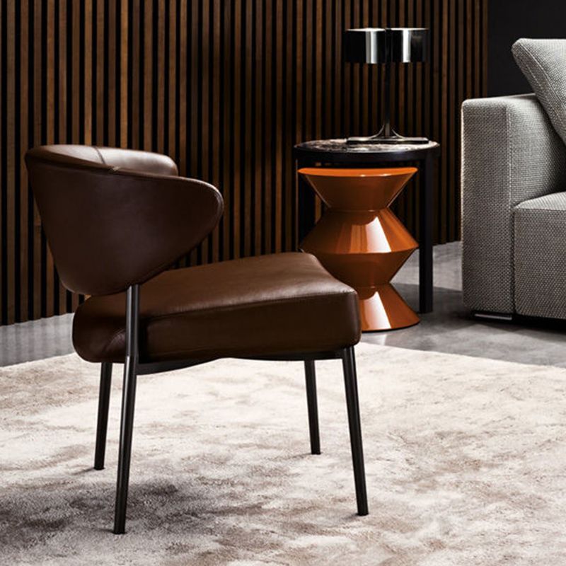 Upholstered Dining Arm Chairs Open Back Dining Chairs with Metal Legs