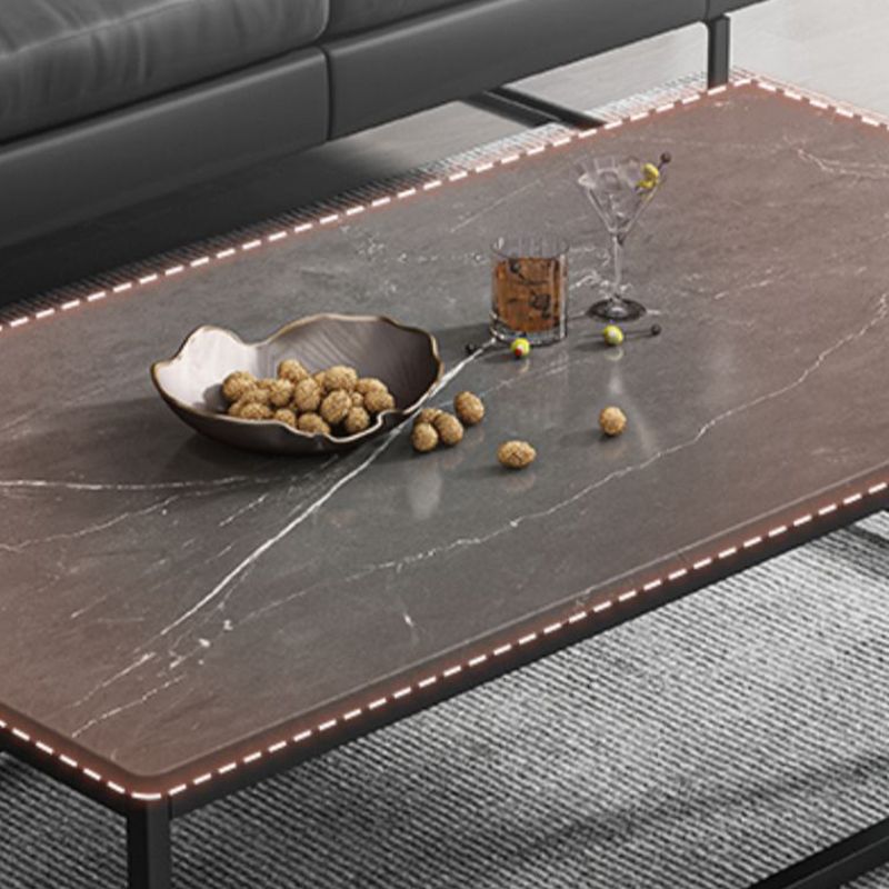 16.5"H Modern Rectangular Wooden Coffee Table Steel Frame Accent Table