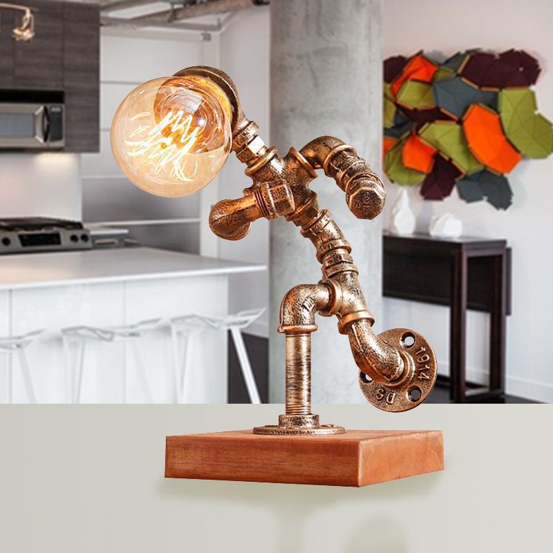 1 Light Table Lighting with Robot Athlete Design Metal Steampunk Style Bedroom Table Lamp in Bronze
