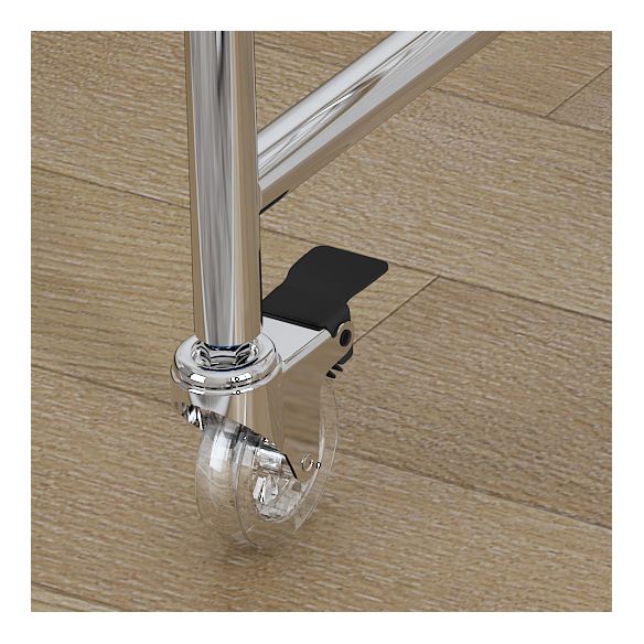 Industrial Coat Hanger Silver Metal Storage Coat Rack with Castors