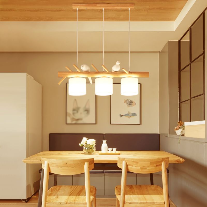 Moderne Stilzylinderform Island Lichter Holz Island Anhänger