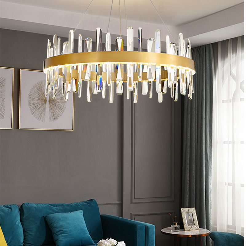 Moderner Anhänger Lichtkreis Kristall Ein leicht helles Inselbeleuchtung Idee für Esszimmer