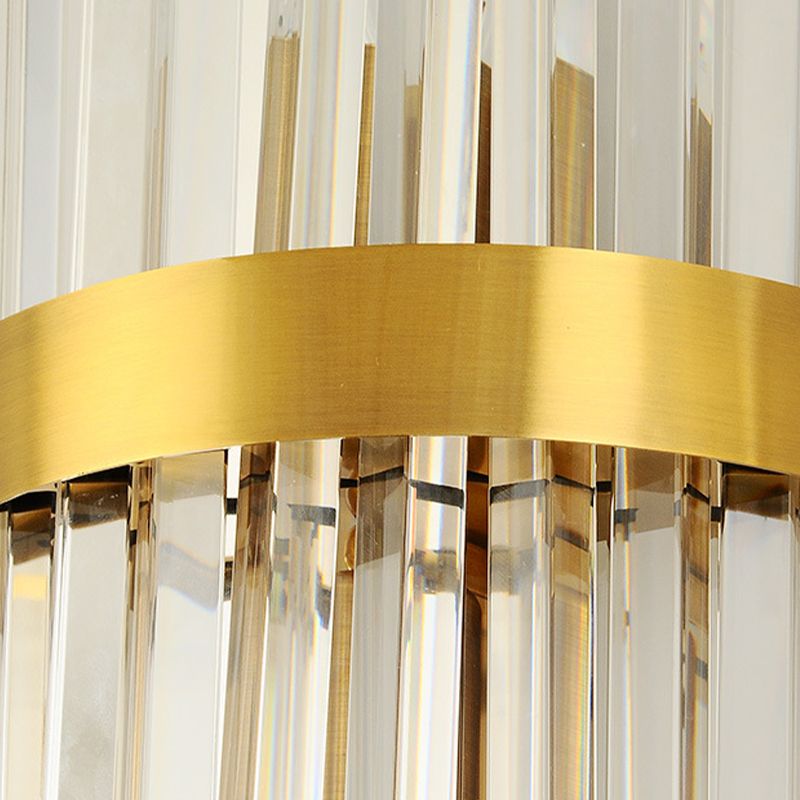 Crystal Half-Cylinder Shape Wall Sconce Modern Style 2 Lights Wall Light Fixture in Gold
