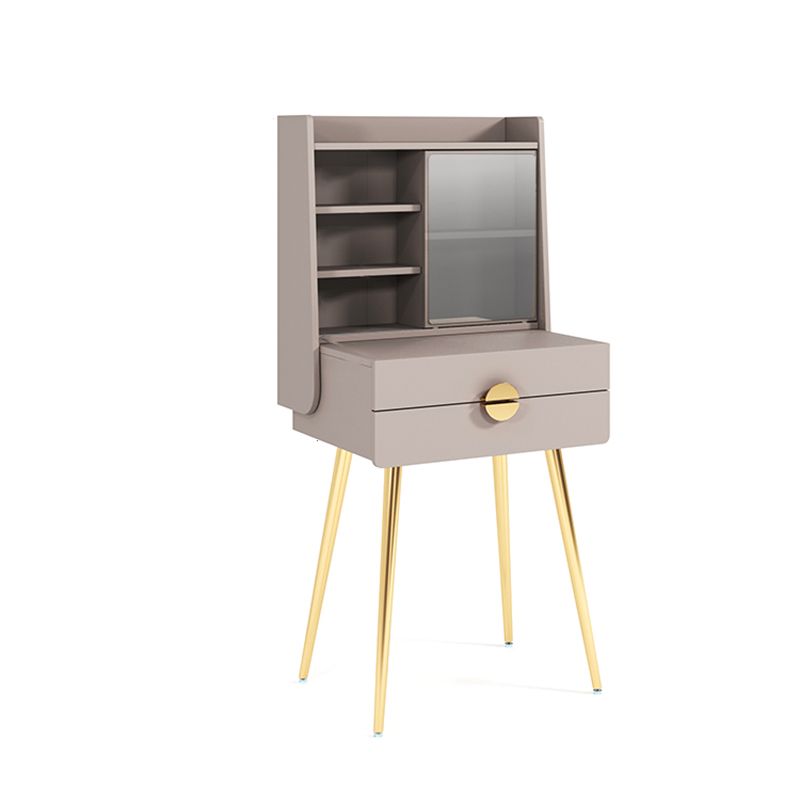 Contemporary Wood Makeup Vanity Set 2-Drawer Dressing Table With Mirror