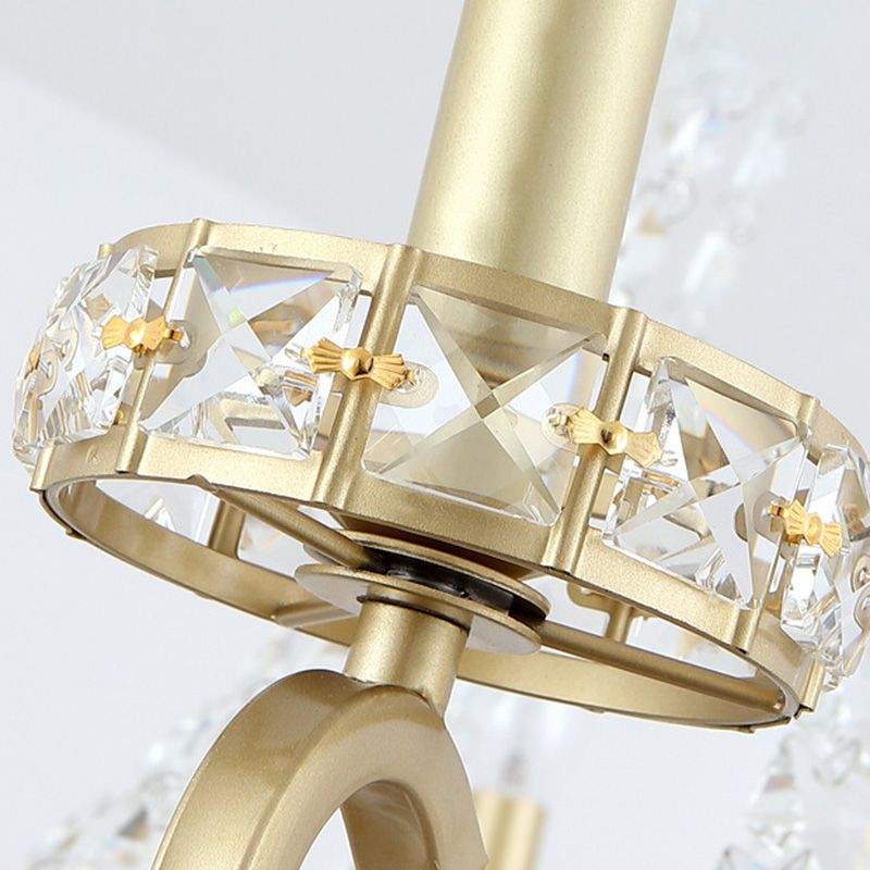 Lámpara de vela dorada lámpara de lámpara gota de cristal tradicional 5/8 luces salas de estar lámpara de estar kit