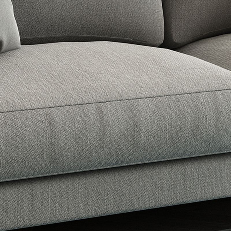 Scandinavian Loose Back Sofa 3-Seat Slipcovered Linen Square Arm Sofa