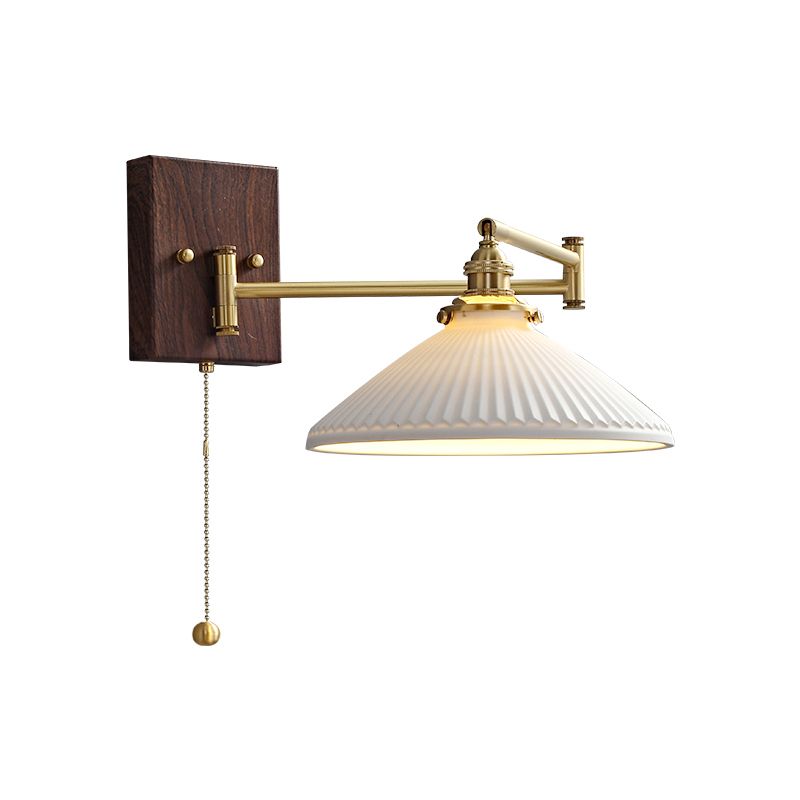 Modern Simple Wall Light Geometry Shape Wall Lamp with Ceramics Shade for Bedroom