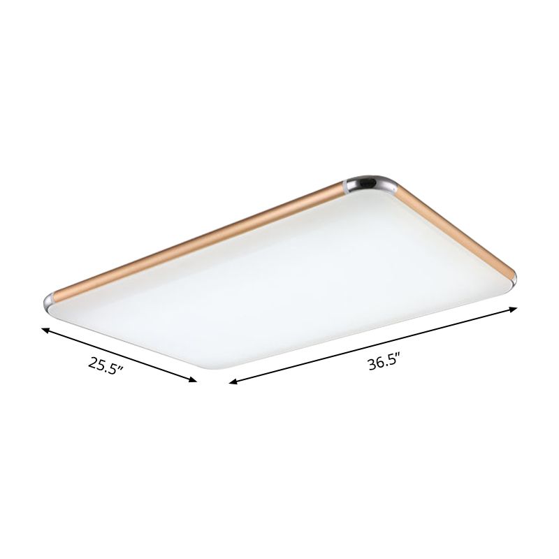 Ultradun vierkant/rechthoekig inbouwlicht Minimalistisch goud LED-plafondinbouw voor slaapkamer met acrylverspreider, 12"/18"/20,5" breed
