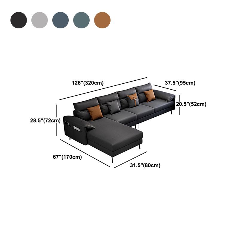 Contemporary Sectional with 4 Pillows Back and Storage Pillow Top Arm