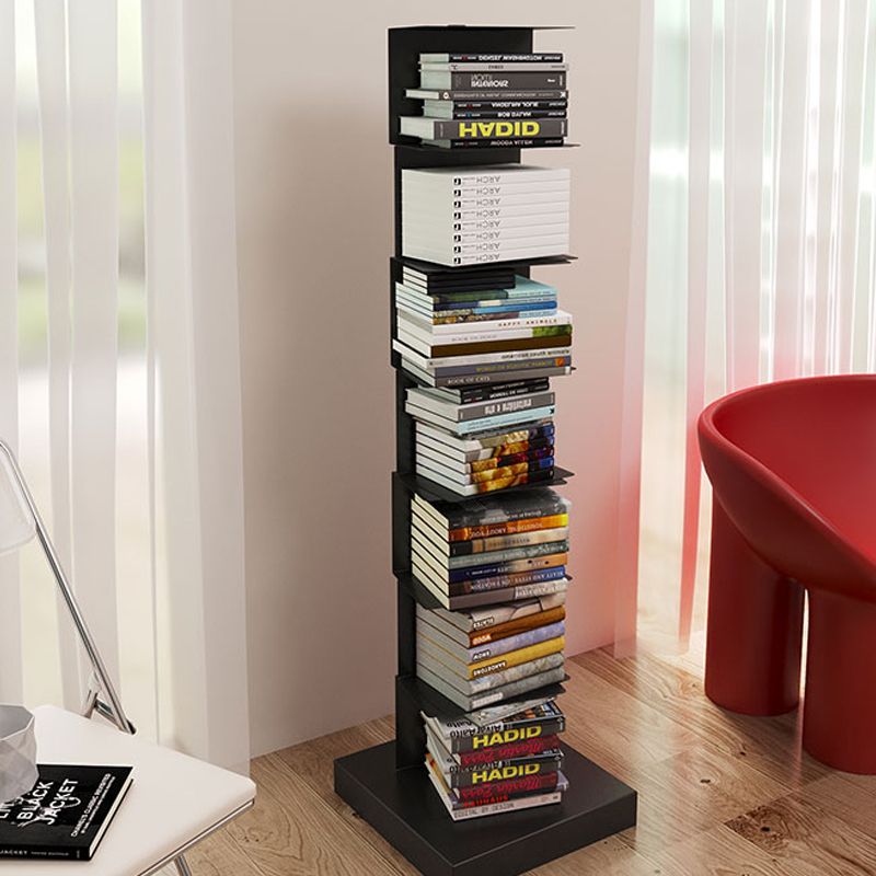Black Contemporary Corner Bookshelf geschlossenes vertikales Stahlregal geschlossen