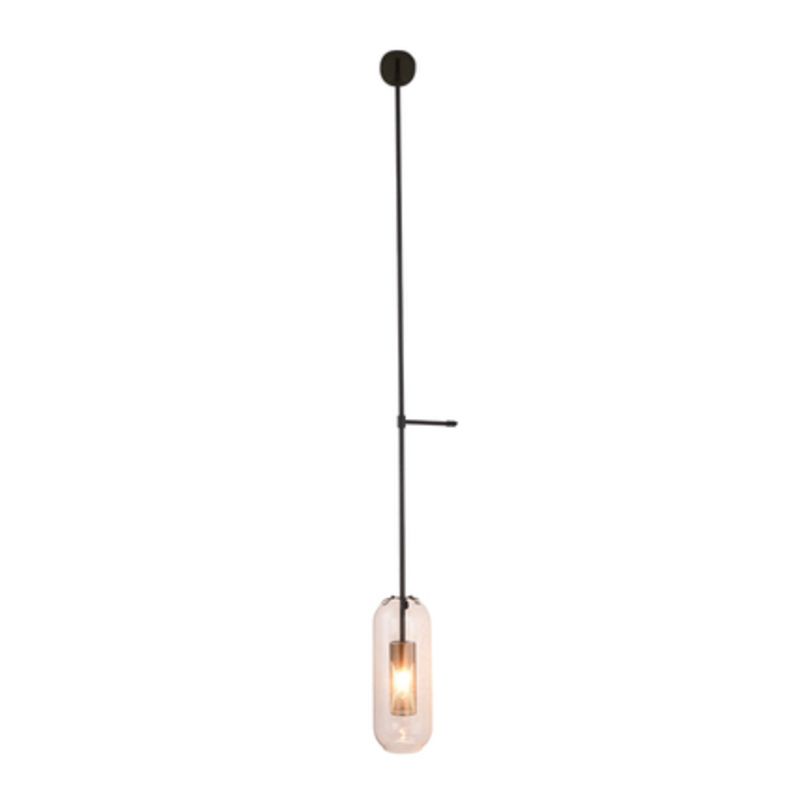 Industrial 1 - Light Cylinder Glass Wall Light - Iron Wall Sconce in Black / Gold