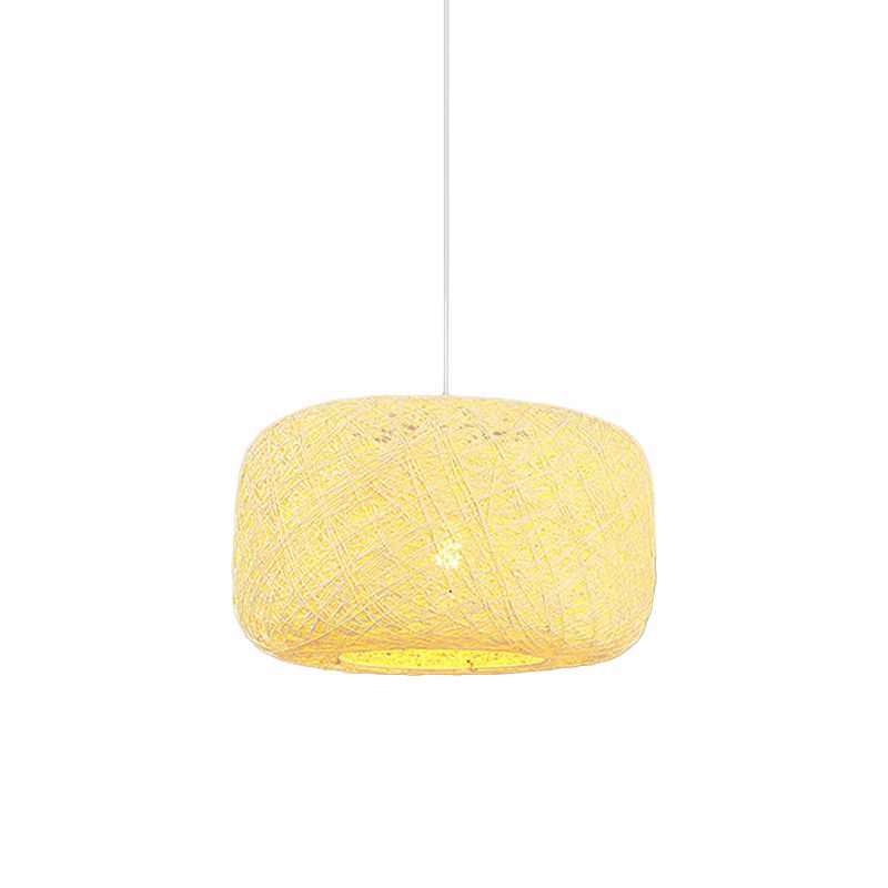 Ciondolo a ciondolo rossa/rosa/arancione a ciondolo Macaron a 1 luce Rattan Weaving Suspension Lighting for Bistro