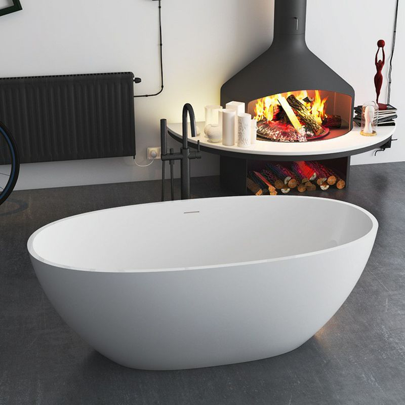 Oval Stone Soaking Bathtub Antique Finish Freestanding Bath Tub