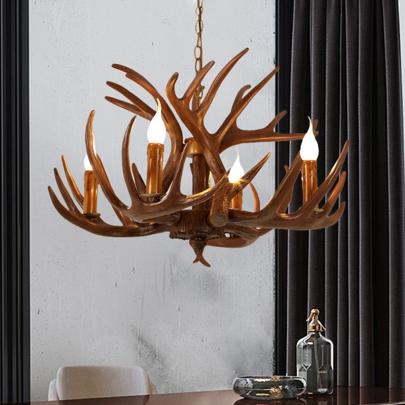 Résine Brun Plafond Branche de lustre 4/6/8 LUMIÈRES RUSTIC PRENDANT PRENDANT POUR RESTAUT