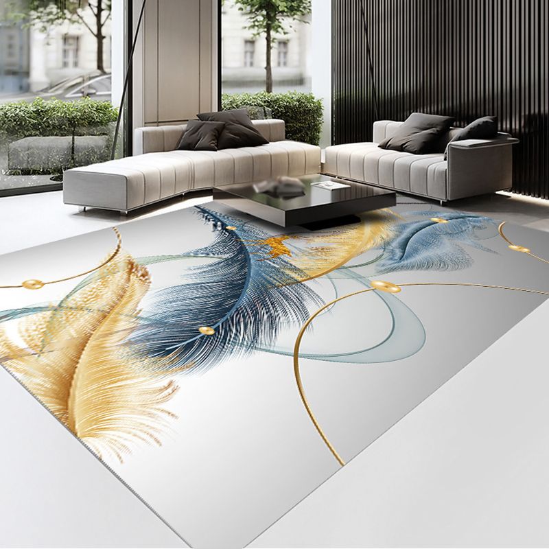 Gold Feather Carpet Polyester Gorgeous Carpet Non-Slip Backing Carpet for Home Decor