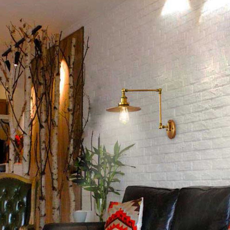 Industrial Style Swing Arm Wall Sconce Metal 1 Light Sconces for Bedroom