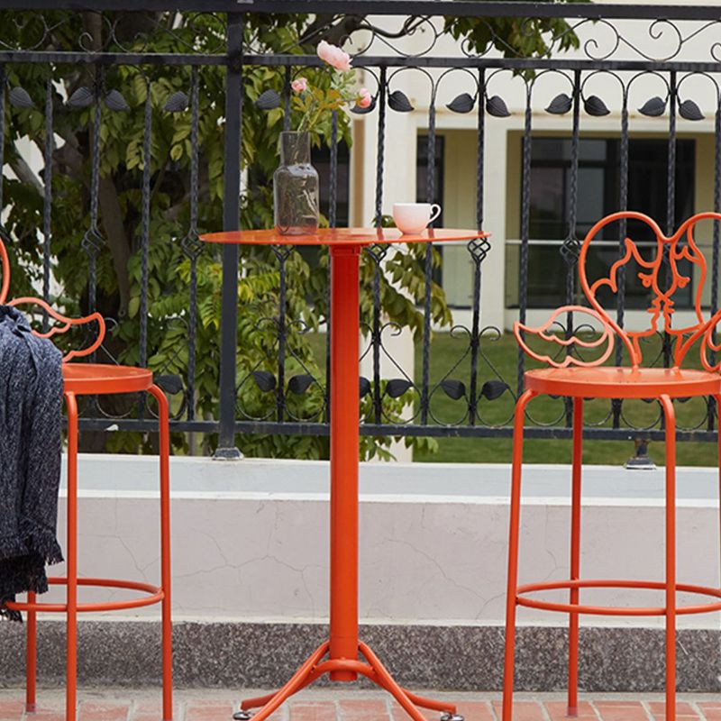 Metal Indoor-Outdoor Bar Height Table Contemporary Bar Table with Pedestal