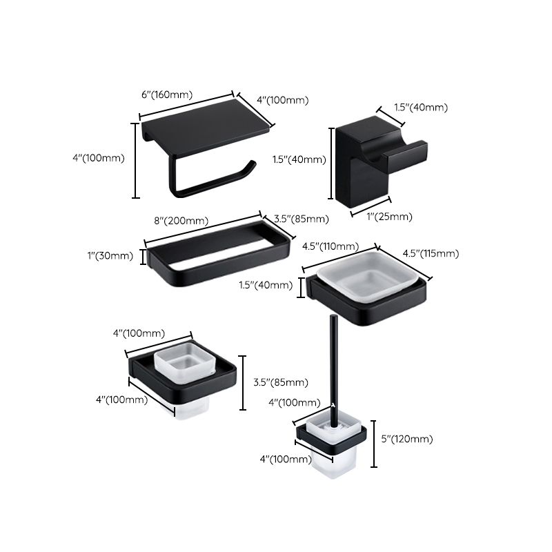 Black Bathroom Accessories Hardware Set with Towel Bar and Bath Shelf