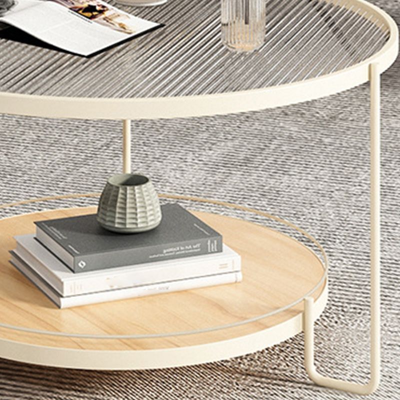 Scandinavian Round 3 Legs Coffee Table with Storage Shelf Cocktail Table