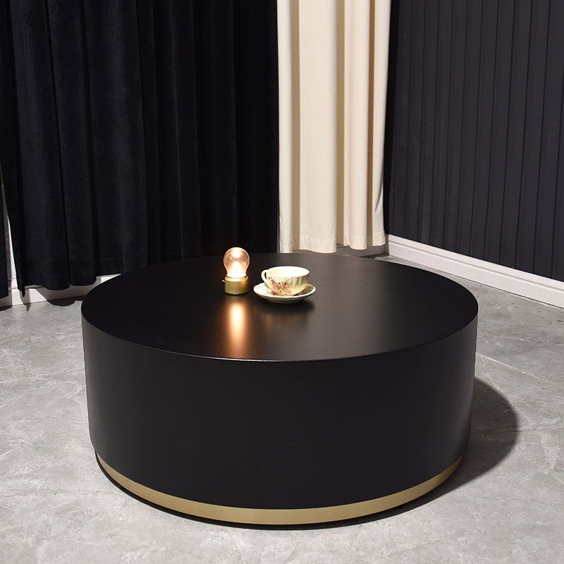 Modern Wood Coffee Table with Drawers Cocktail Table Round in Black