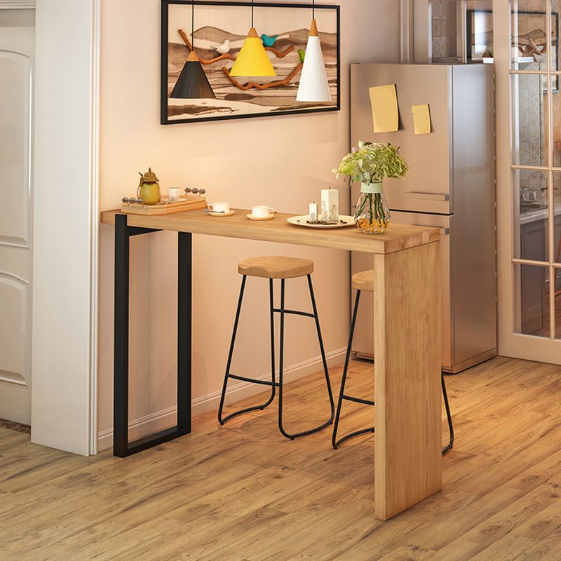 Indoor Modern Rectangle Counter Set 1/2/3 Pieces Solid Wood Table and Stool Set