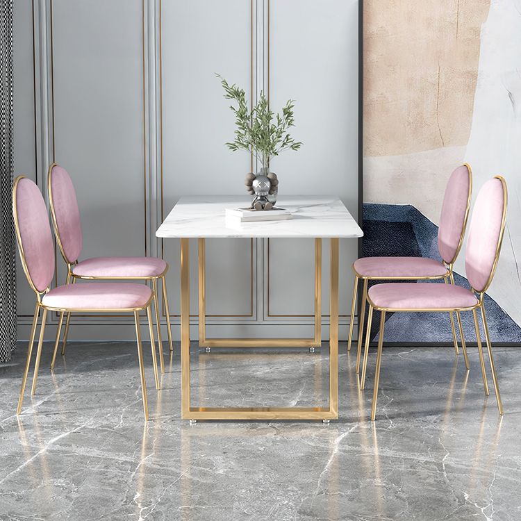 Glam 1/2/5 Pieces Dining Set Rectangle Stone Dining Table for Dining Room