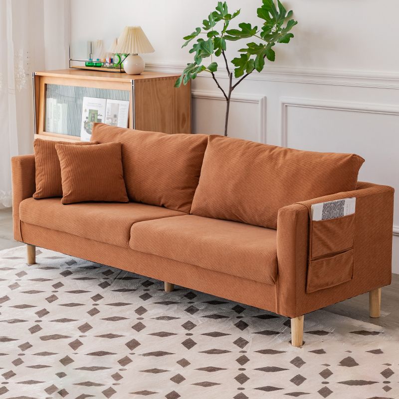 Contemporary Sofa with 2 Pillows Back and Storage in Solid Wood