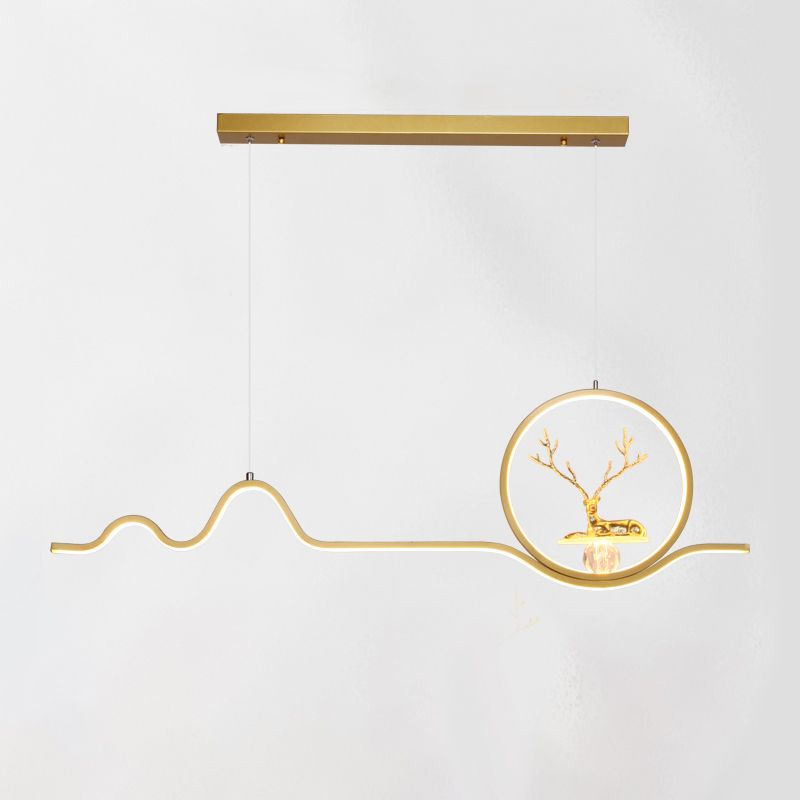 Linear Shape Island Lights Modern Style Metal 2 Light Pendant Lighting