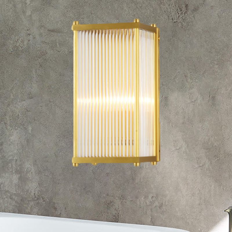 Cuboid Bedroom Wall Sconce Light moderne Crystal translucide Crystal 1/2 Head Gold Surface Murce Galce, 12 "/19.5" de large